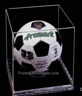 Acrylic Soccer Ball Display Case W/ Mirror Back (1/4" Base)