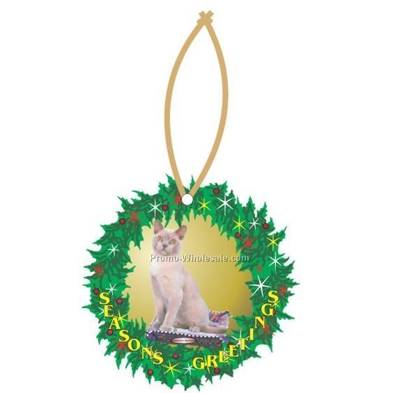 American Burmese Cat Wreath Ornament W/ Mirrored Back (12 Sq. Inch)