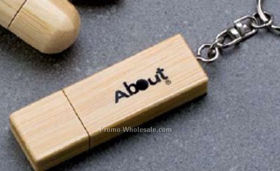 Bamboo Flash Drive W/ Rectangle W/ Key Attachment