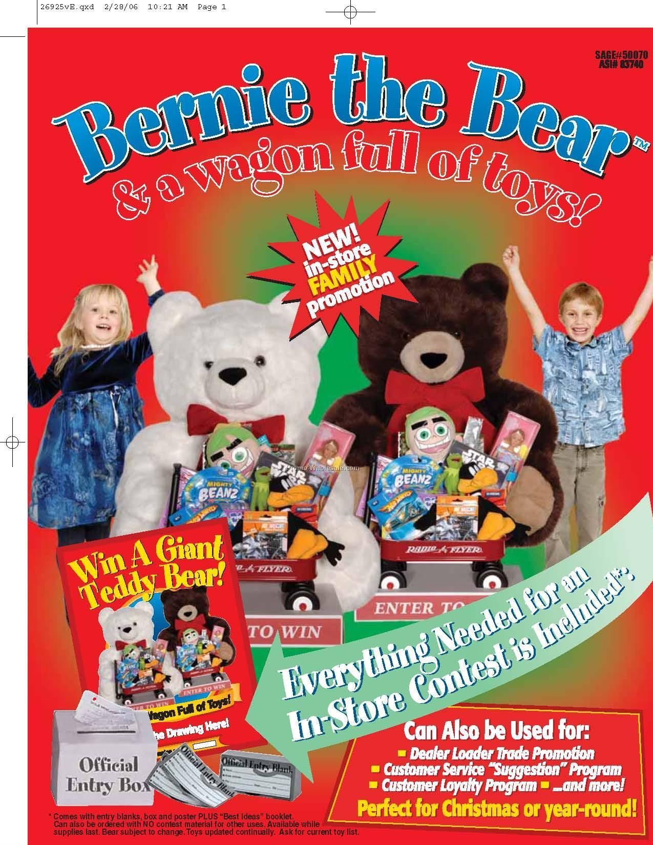 Bernie The Bear Toy Promotional Display With Toy Filled Wagon