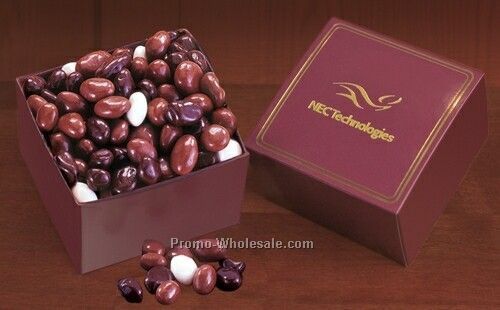 Burgundy Gift Box Filled With Chocolate Covered Raisins