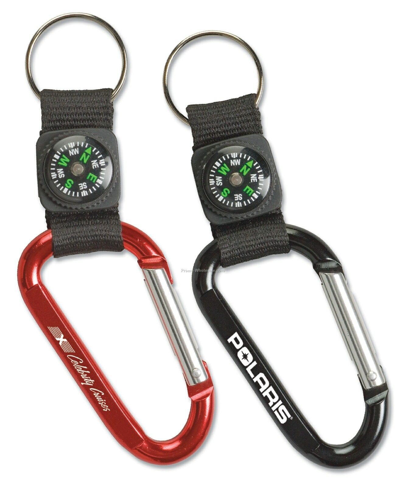 Carabiner W/ Compass Key Tag (Screen Printed)