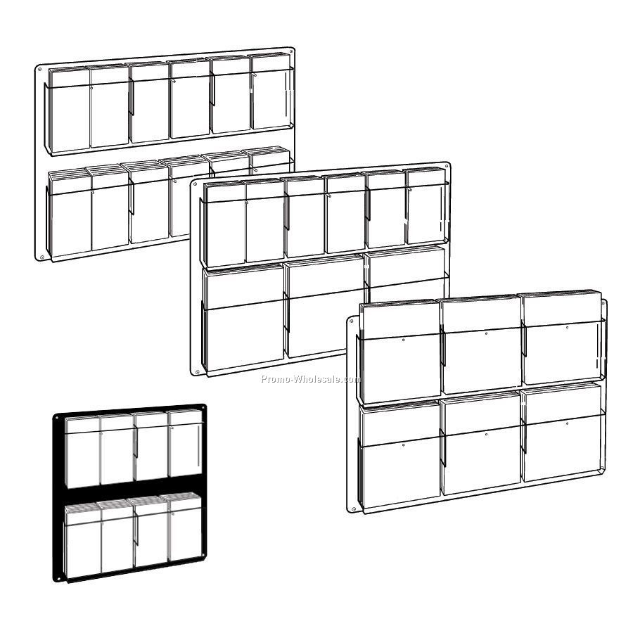 Clear Acrylic Wall Rack With 18 Adjustable Pockets