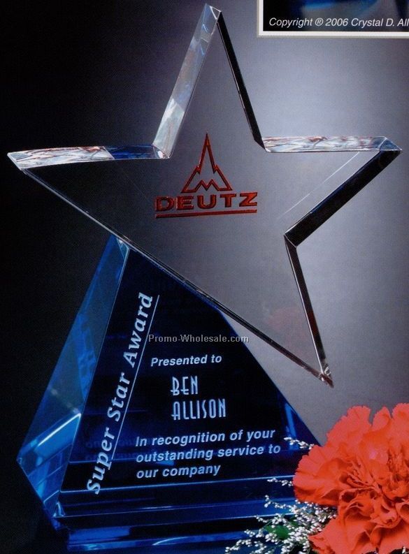 Crystal Azure Star Award 6-1/2"