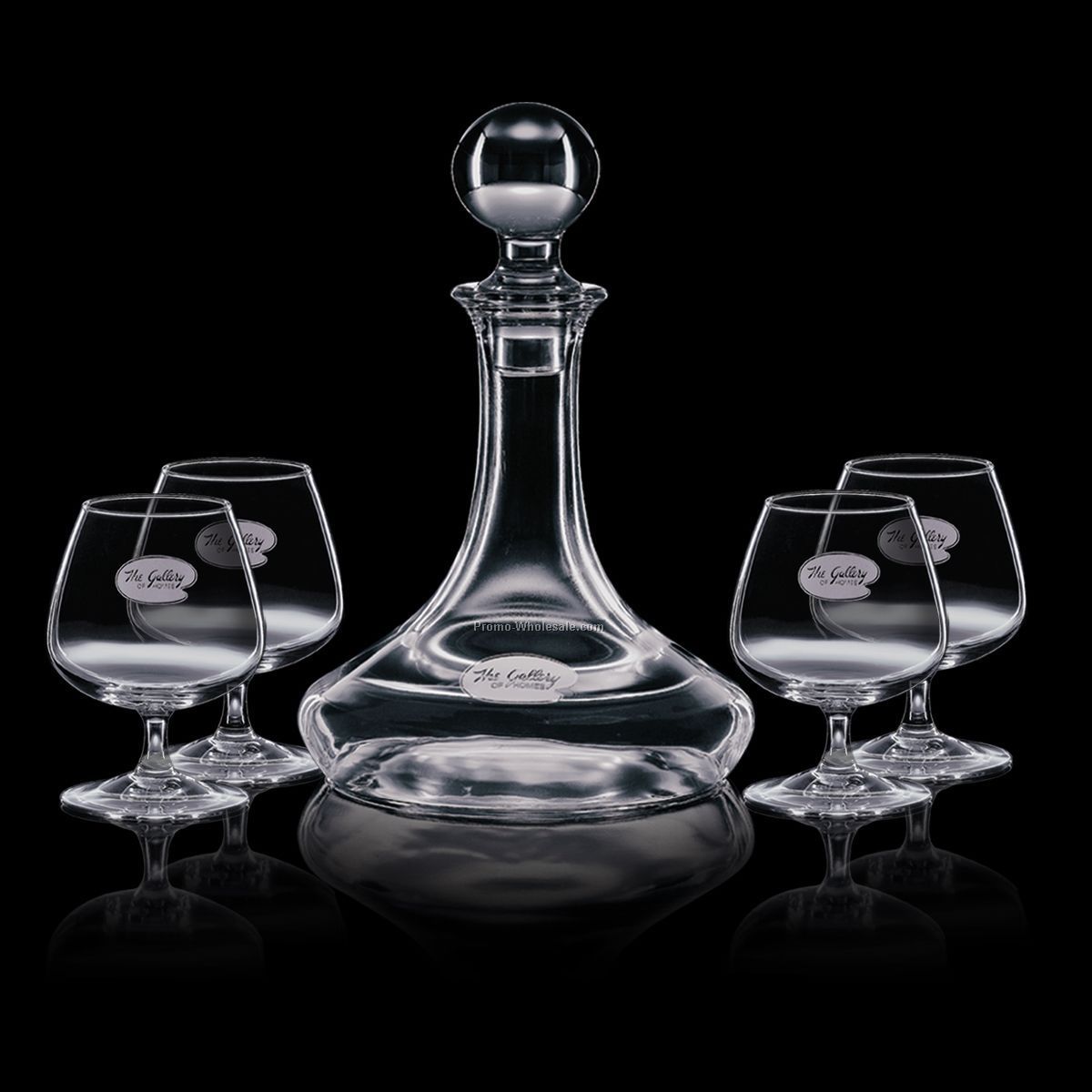 Elegance Ship Decanter & 4 Brandy Snifter