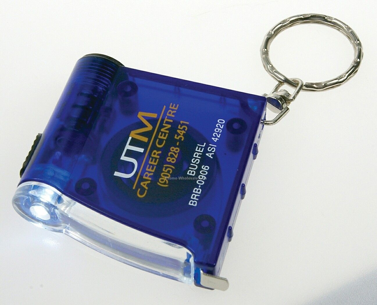 Key Ring W/ Mini Tape Measure & Flashlight