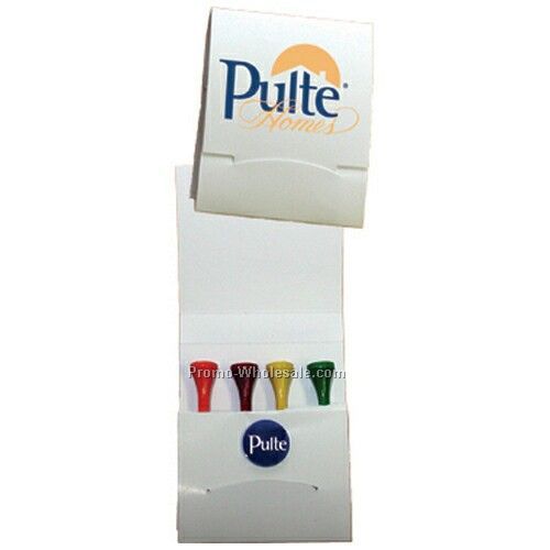 Long Golf Tee Matchbook Packs (4 Long Tees/ 1 Plastic Ball Marker)