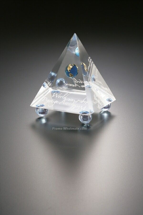 Lucite Embedment Pyramid Award With 4 Bottom Feet