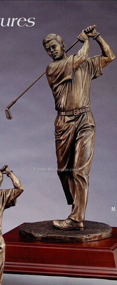 Majestic Series Elegant Resin Gold Sculpture - 16" Male Swing