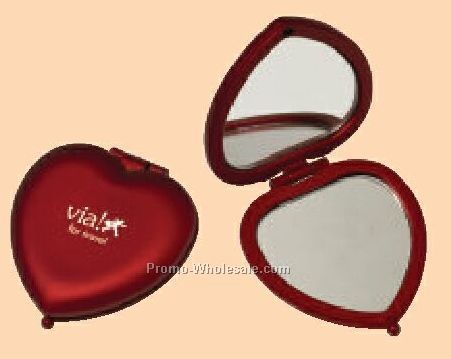 Red Heart Compact Mirror