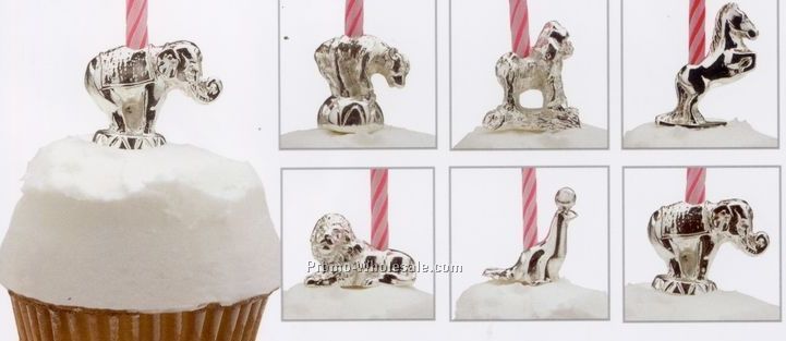 Silverplated Circus Animal Candle Set & Candles