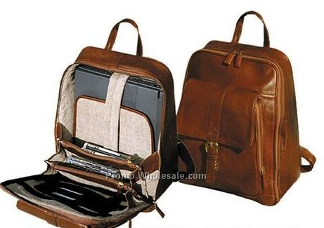 Tan Hand Stained Calf Workbag / Computer Backpack