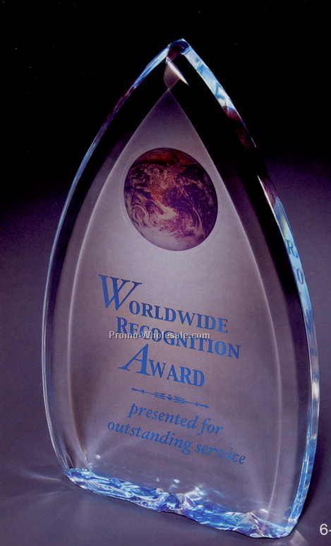 Teardrop W/ Blue Ripple Bottom & Beveled Edged Acrylic Award