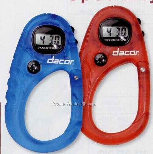 Translucent Carabiner W/ Clock & Compass 2 1/4"x4" (Overseas 8-10 Weeks)