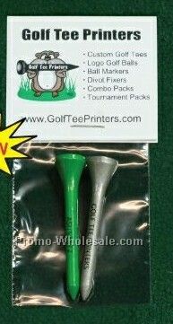 Two 2-1/8" Golf Tees W/ Printed Header Card