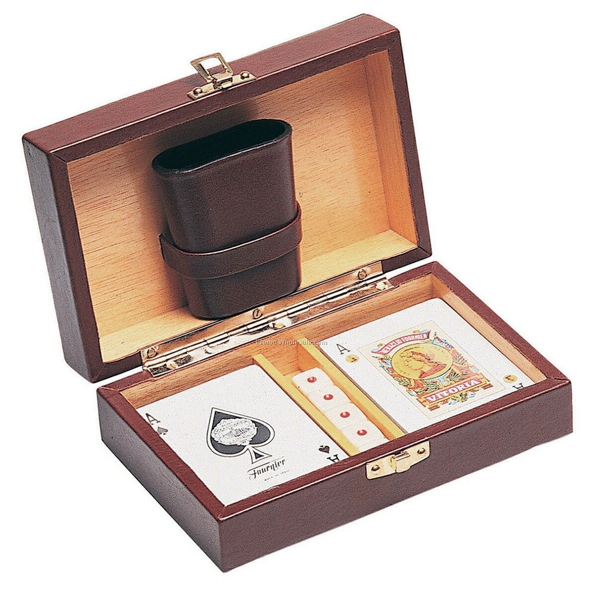 Two Deck Of Cards & Dice Game In Wooden Box