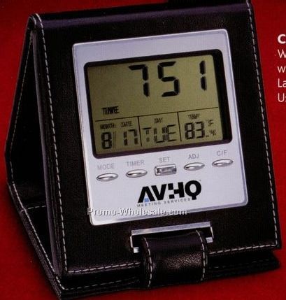 Wallet Style Travel Alarm Clock With Thermometer & Calendar