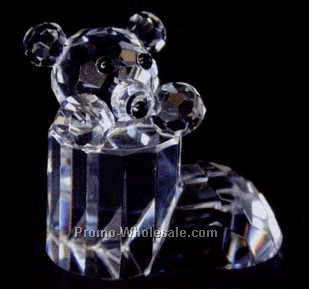 1-3/8" Optic Crystal Bear In The Shoe Figurine