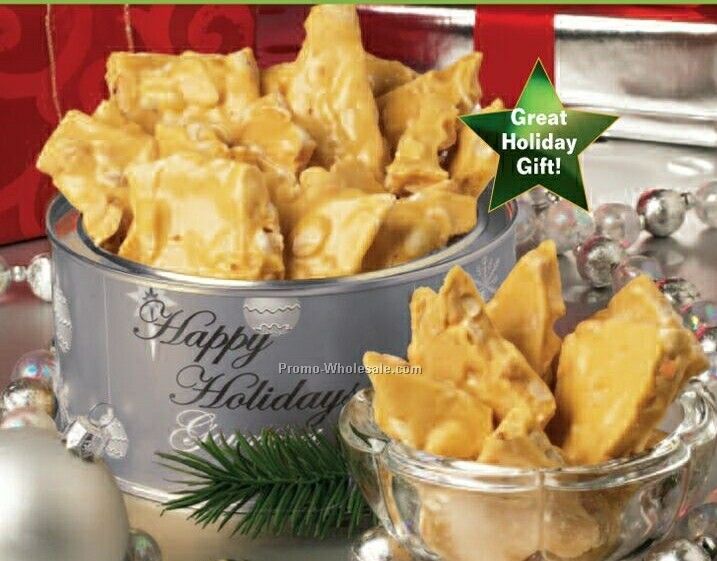 16 Oz. Buttery Peanut Brittle Can W/ Holiday Label