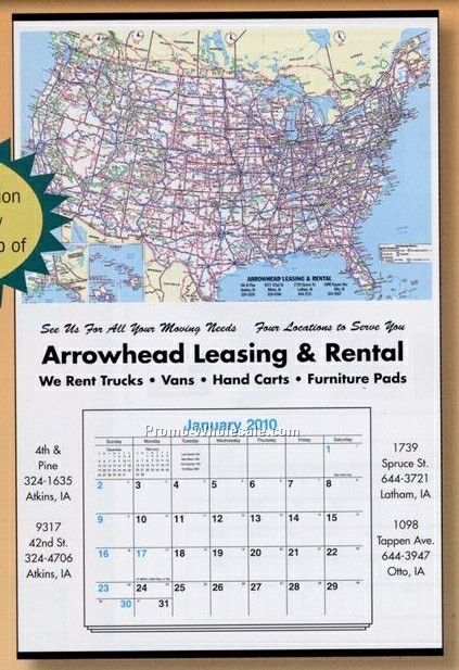 17"x25" U.s. Map Full Apron Calendar - Thru 04/30/09