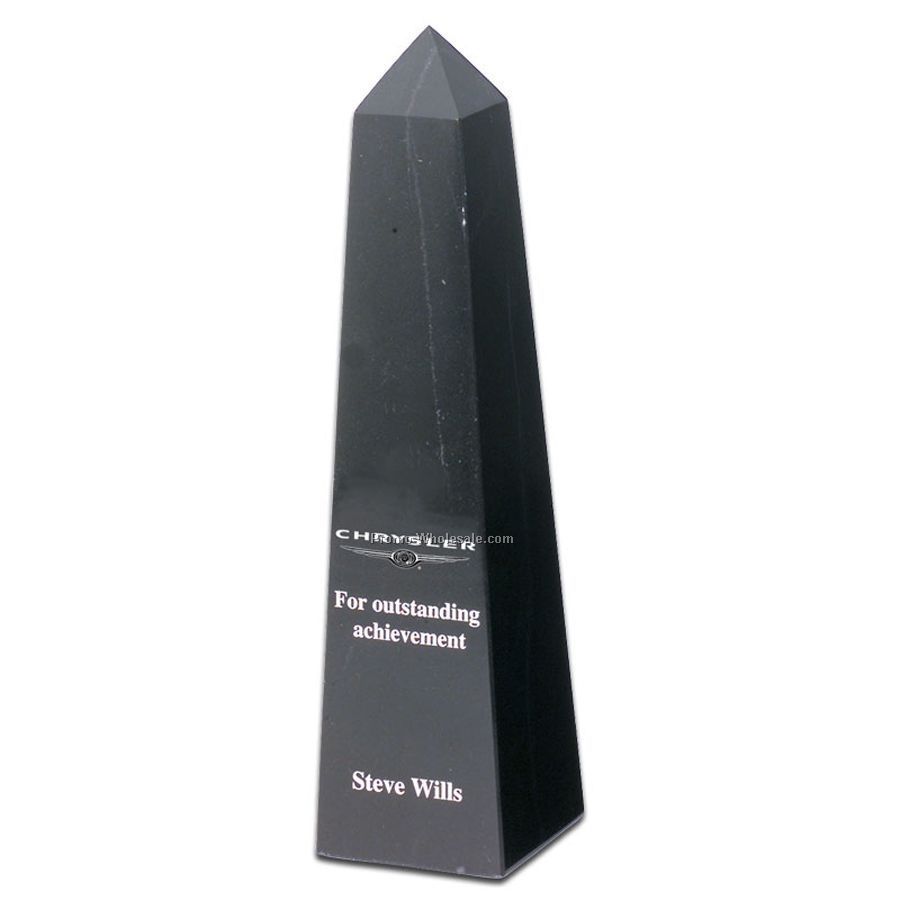 2-1/4"x10"x2-1/2" Jet Black Marble Pinnacle Award