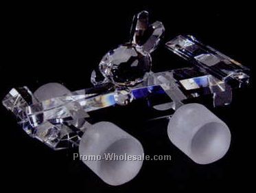 2-3/4" Optic Crystal Bunny Driving Sport Car Figurine