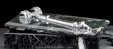 2-3/4"x9"x4-1/2" Silver Gavel Marble Box