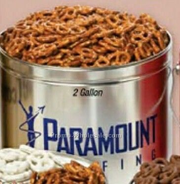 2 Gallon Custom Gift Tin - Coated Pretzels