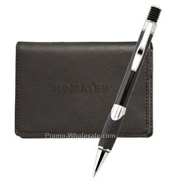 2-piece Monterey Ballpoint Pen And Leather Card Holder Set