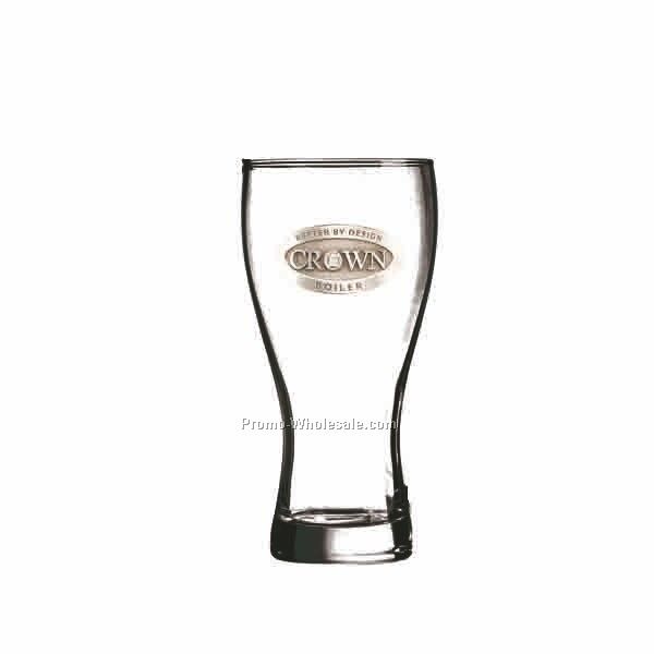 20 Oz. Crystal Pilsner Beer Glass W/ Curved Sides (Pewter Emblem)