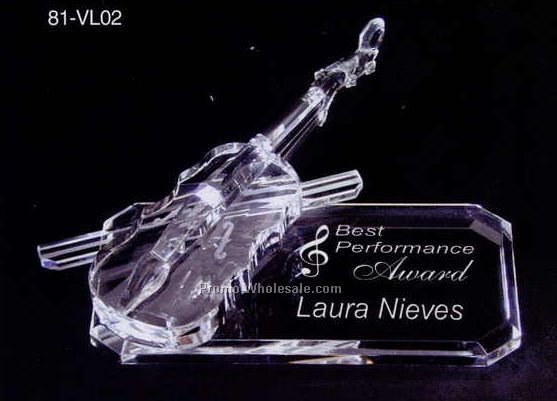 4-1/2"x4-1/2"x1-1/2" Optic Crystal Violin Figurine