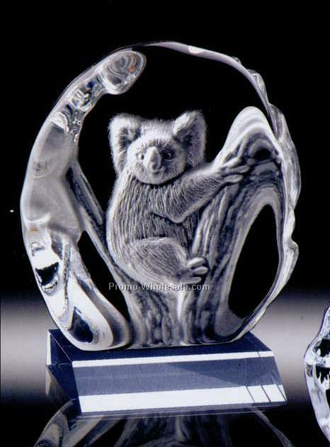 4-4/5" Animal On Base Panda Bear Crystal Sculpture