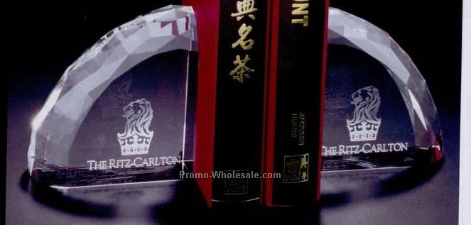 4"x4"x2" Faceted Crystal Bookends