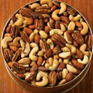 48 Oz. Deluxe Mix Nuts Custom Gift Tin (No Peanuts)