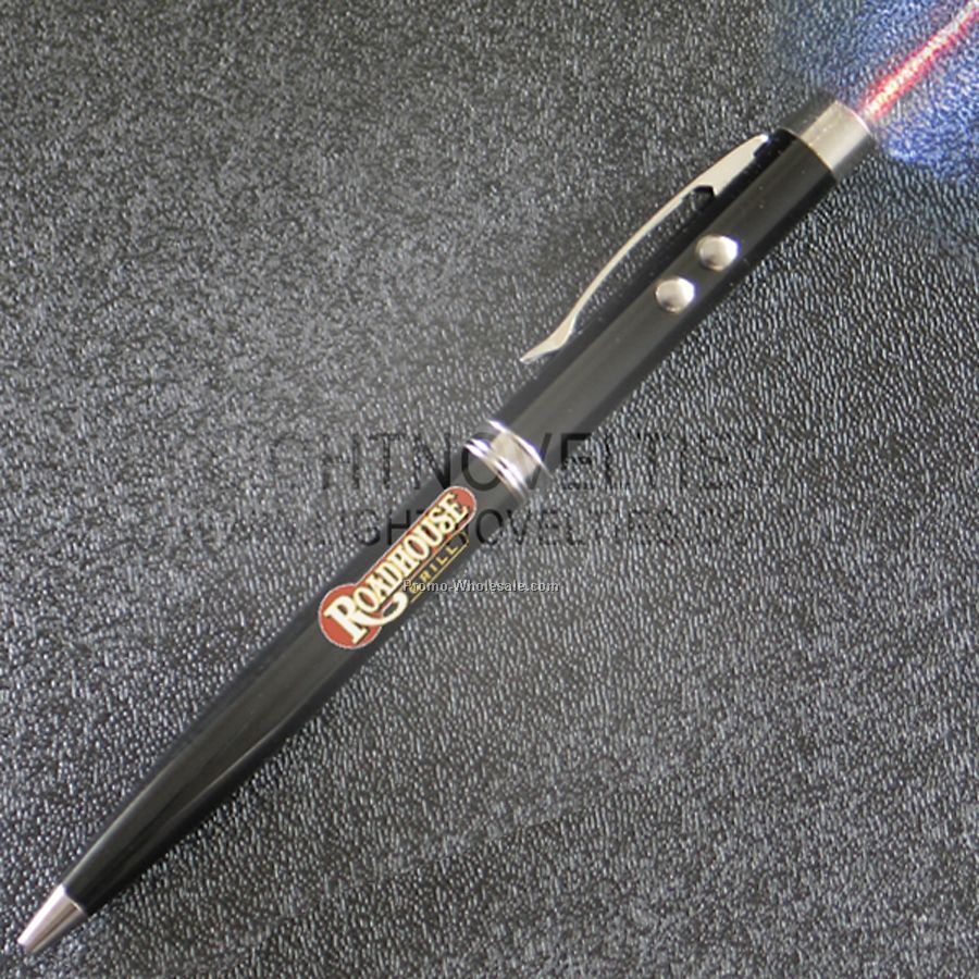 5" Black Light Up Pen W/ Laser Pointer Flashlight