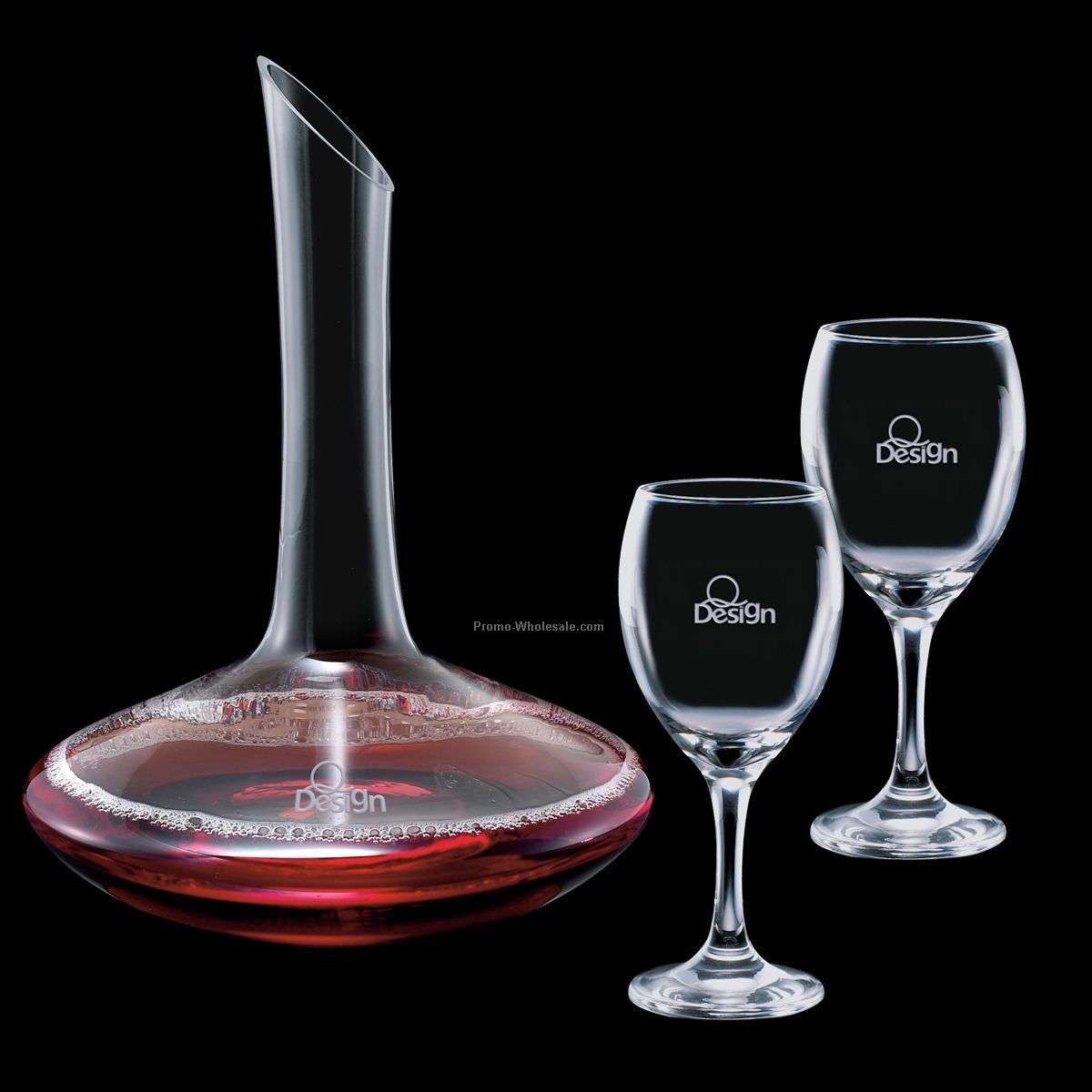 50 Oz. Warner Carafe And 2 Wine Glasses