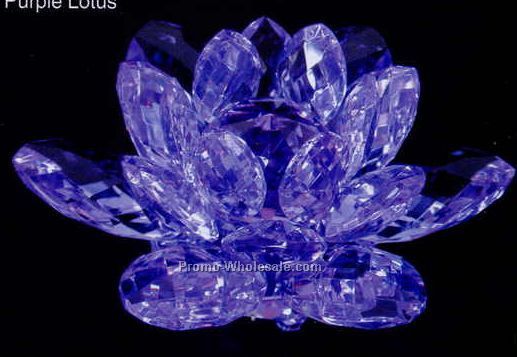 6-5/16" Optic Crystal Purple Lotus Figurine