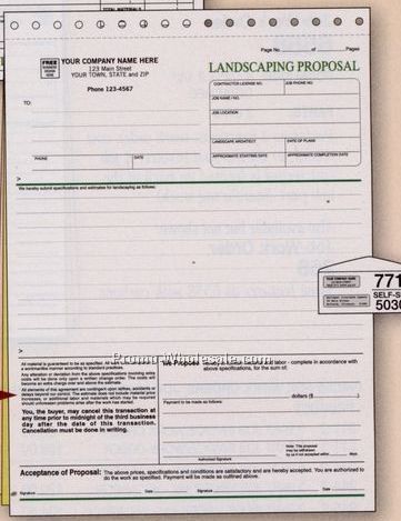 8-1/2"x11" 3 Part Landscaping Proposal Form