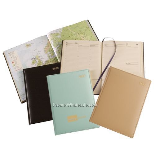 8-1/4"x10-1/4" Sandstone Bonded Leather Desk Planner