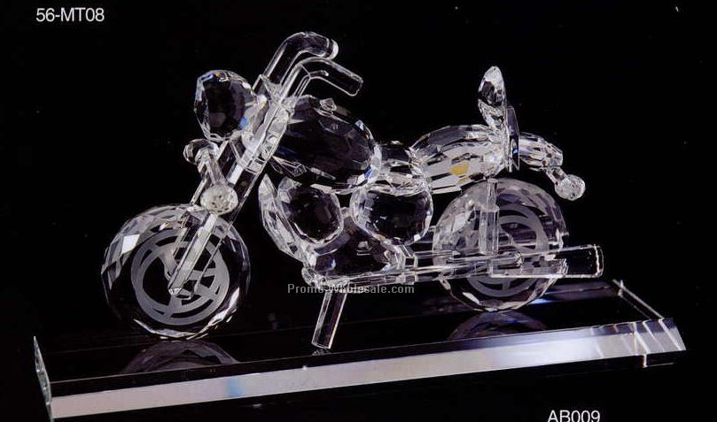 8"x5"x2-3/8" Optic Crystal Motorcycle Figurine Set