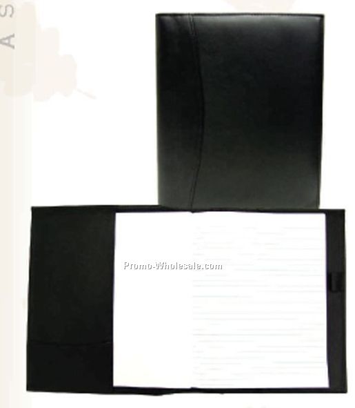 9-1/4"x7-1/4" Black Leatherette Bi-fold Journal