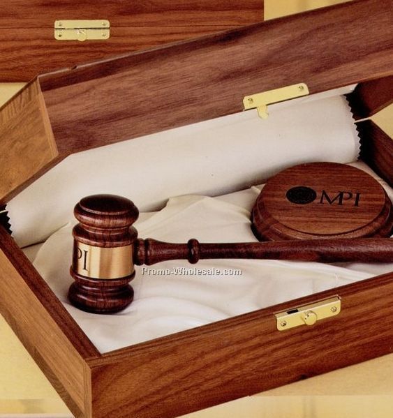 American Walnut Royal Standard Gavel W/ Presentation Case