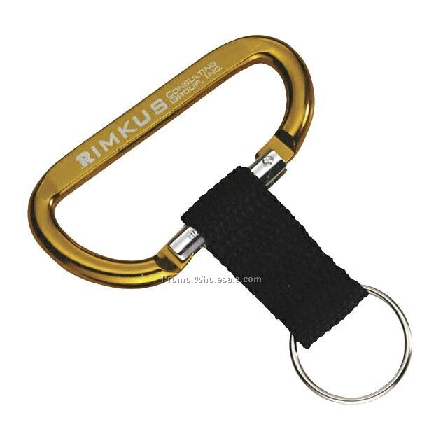 Carabiner With Strap - Gold