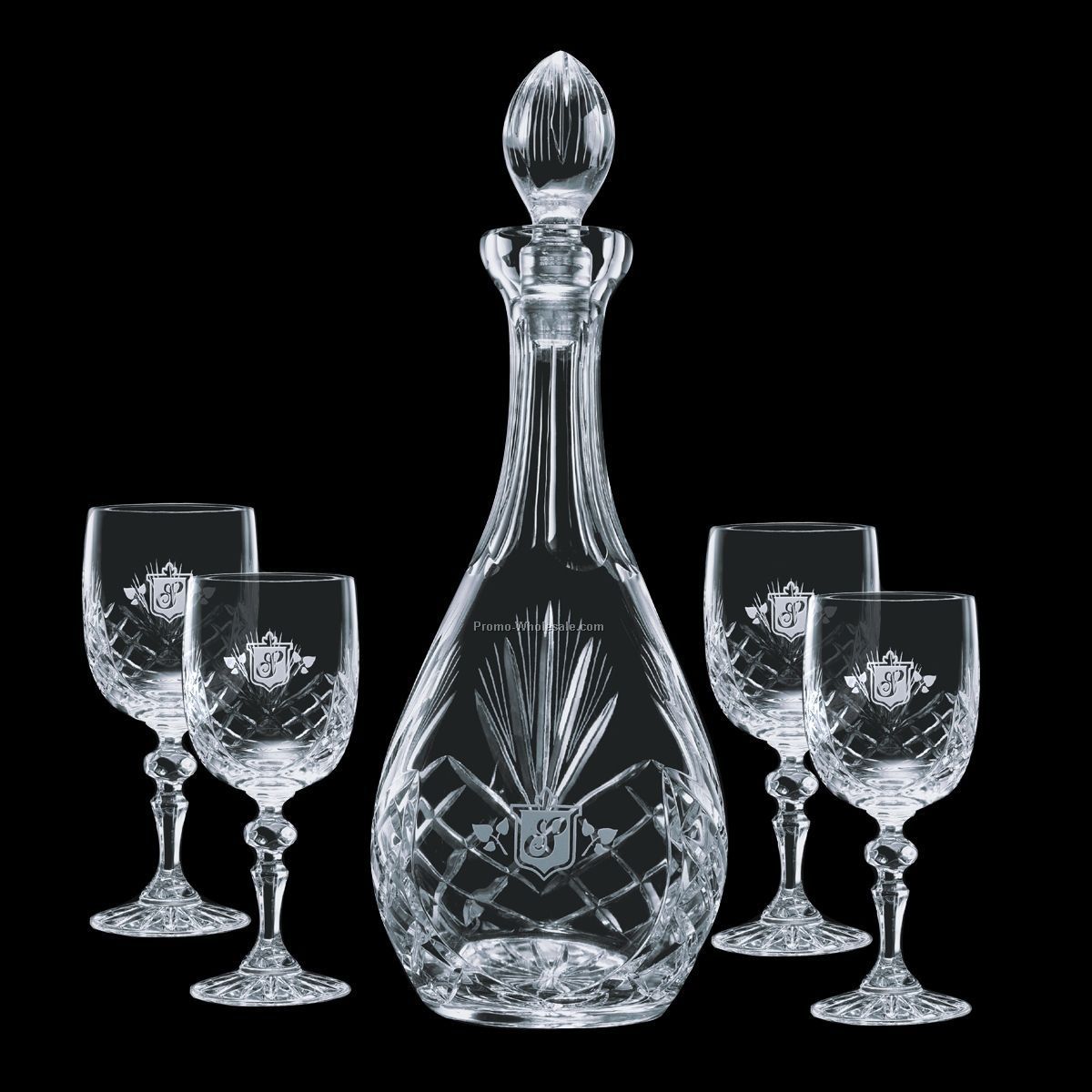 Cavanaugh Wine Decanter & 4 Wine Glasses