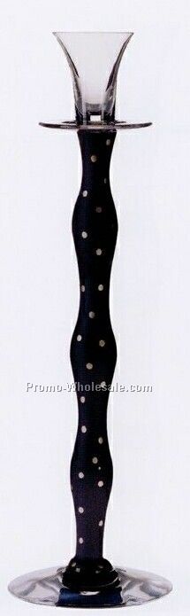 Celeste Candlestick - Black/White Dots (14-5/8")