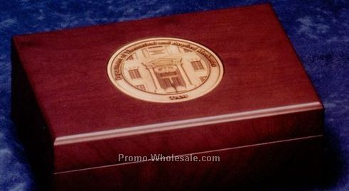 Cherrywood 7"x5" Deluxe Box For 3" Medal With Blue Velvet Lining