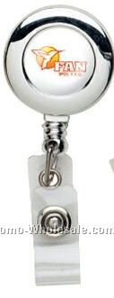 Chrome Finish Round Retractable Badge Reel (Polydome)