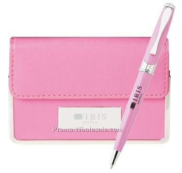 Colorplay 2-piece Gift Set W/ Maxine Pen & Leather Card Case