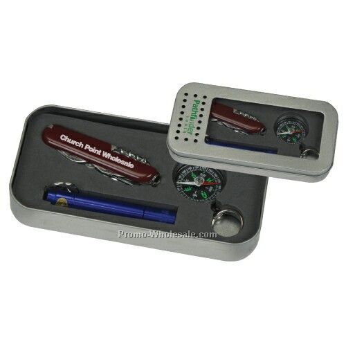 Compass, Flashlight & Utility Knife Gift Set