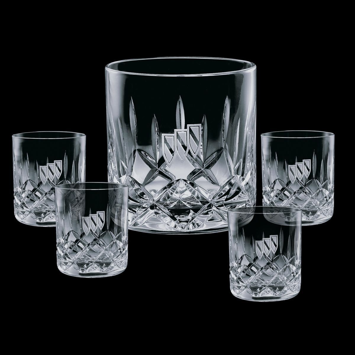 Denby Ice Bucket & 4 On-the-rocks Glasses